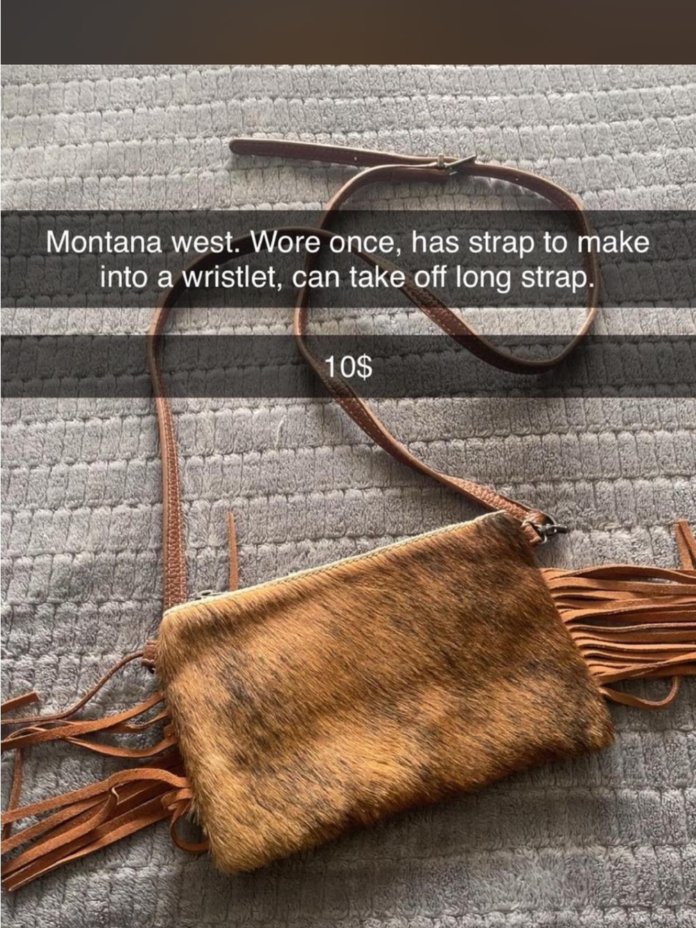 Montana West Tan Brown Faux Fur Fringe Crossbody